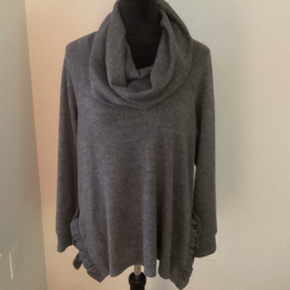 Cozy Gray Cowl Neck Sweater